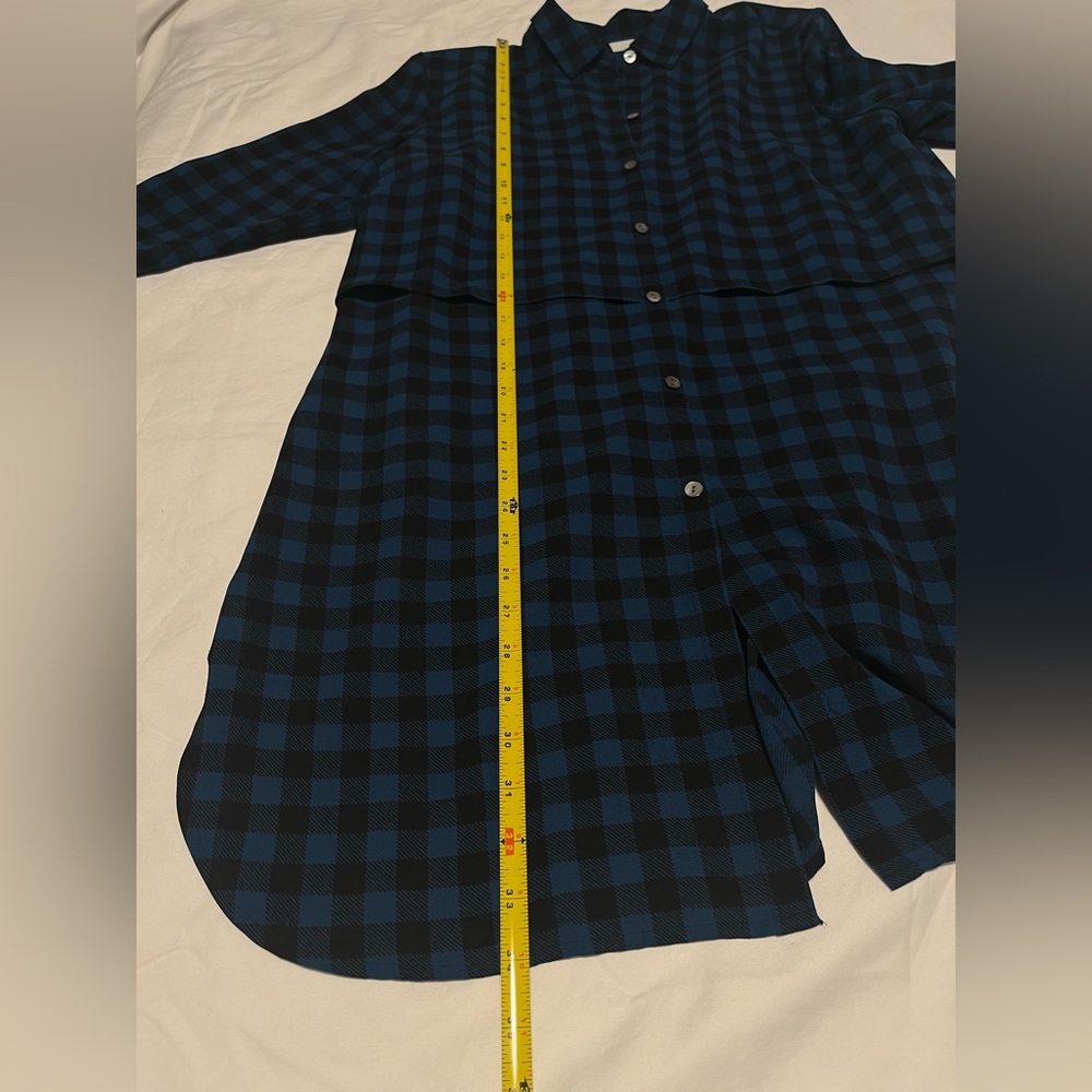 J. JILL Women’s Blue/ Black Checkered Classic Button Up Shirt Dress Size M - Picture 15 of 15